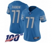 Women's Detroit Lions #77 Frank Ragnow Blue Team Color Vapor Untouchable Limited Player 100th Season Football Jersey