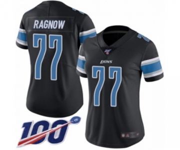 Women's Detroit Lions #77 Frank Ragnow Limited Black Rush Vapor Untouchable 100th Season Football Jersey