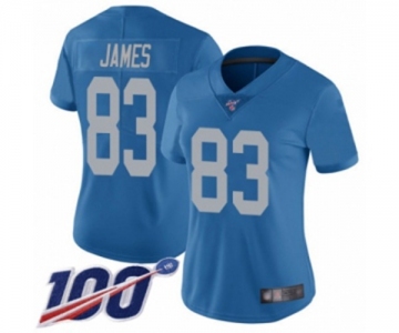 Women's Detroit Lions #83 Jesse James Blue Alternate Vapor Untouchable Limited Player 100th Season Football Jersey