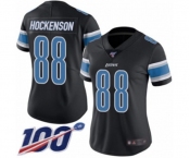 Women's Detroit Lions #88 T.J. Hockenson Limited Black Rush Vapor Untouchable 100th Season Football Jersey