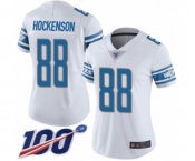 Women's Detroit Lions #88 T.J. Hockenson White Vapor Untouchable Limited Player 100th Season Football Jersey