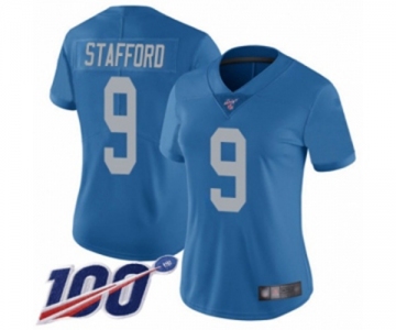 Women's Detroit Lions #9 Matthew Stafford Blue Alternate Vapor Untouchable Limited Player 100th Season Football Jersey