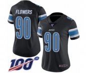 Women's Detroit Lions #90 Trey Flowers Limited Black Rush Vapor Untouchable 100th Season Football Jersey