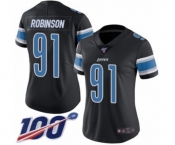 Women's Detroit Lions #91 A'Shawn Robinson Limited Black Rush Vapor Untouchable 100th Season Football Jersey