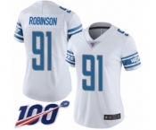 Women's Detroit Lions #91 A'Shawn Robinson White Vapor Untouchable Limited Player 100th Season Football Jersey