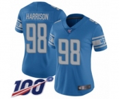 Women's Detroit Lions #98 Damon Harrison Blue Team Color Vapor Untouchable Limited Player 100th Season Football Jersey