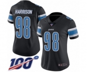 Women's Detroit Lions #98 Damon Harrison Limited Black Rush Vapor Untouchable 100th Season Football Jersey