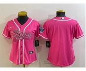 Women's Detroit Lions Blank Pink With Patch Cool Base Stitched Baseball Jersey