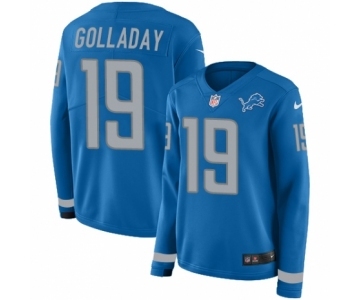 Women's Nike Detroit Lions #19 Kenny Golladay Limited Blue Therma Long Sleeve NFL Jersey