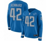 Women's Nike Detroit Lions #42 Devon Kennard Limited Blue Therma Long Sleeve NFL Jersey