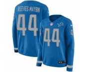Women's Nike Detroit Lions #44 Jalen Reeves-Maybin Limited Blue Therma Long Sleeve NFL Jersey