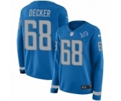 Women's Nike Detroit Lions #68 Taylor Decker Limited Blue Therma Long Sleeve NFL Jersey