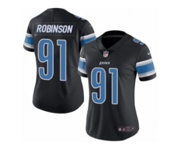 Women's Nike Detroit Lions #91 A'Shawn Robinson Limited Black Rush NFL Jersey