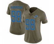 Women's Nike Detroit Lions #98 Damon Harrison Limited Olive 2017 Salute to Service NFL Jersey
