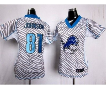 nike women nfl jersey detroit lions #81 calvin johnson [fem fan zebra]