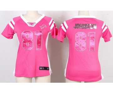 nike women nfl jerseys detroit lions #81 calvin johnson pink[fashion Rhinestone sequins]