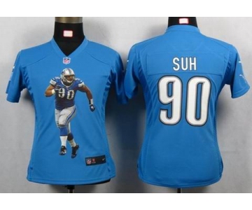 nike women nfl jerseys detroit lions #90 ndamukong suh blue[portrait fashion]