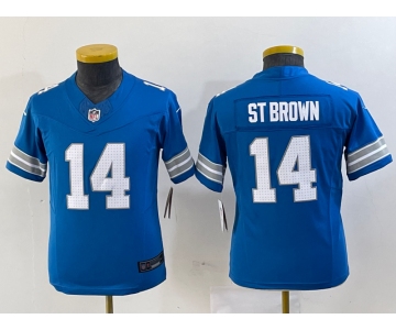 Youth Detroit Lions #14 Amon Ra St Brown Limited Blue 2024 FUSE Vapor Jersey
