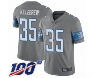 Youth Detroit Lions #35 Miles Killebrew Limited Steel Rush Vapor Untouchable 100th Season Football Jersey