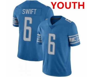 Youth Detroit Lions #6 D'Andre Swift Blue Vapor Untouchable Limited Stitched Jersey
