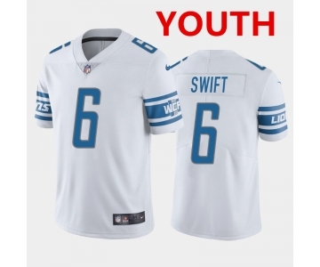 Youth Detroit Lions #6 D'Andre Swift White Vapor Untouchable Limited Stitched Jersey