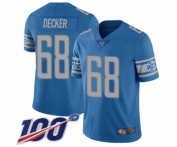 Youth Detroit Lions #68 Taylor Decker Blue Team Color Vapor Untouchable Limited Player 100th Season Football Jersey