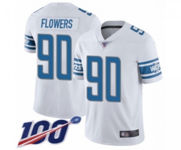 Youth Detroit Lions #90 Trey Flowers White Vapor Untouchable Limited Player 100th Season Football Jersey