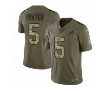 Youth Nike Detroit Lions #5 Matt Prater Limited Olive Camo Salute to Service NFL Jersey