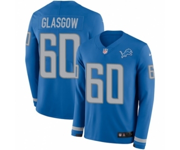 Youth Nike Detroit Lions #60 Graham Glasgow Limited Blue Therma Long Sleeve NFL Jersey
