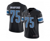 Youth Nike Detroit Lions #75 Larry Warford Limited Black Rush NFL Jersey