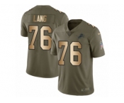 Youth Nike Detroit Lions #76 T.J. Lang Limited Olive Gold Salute to Service NFL Jersey