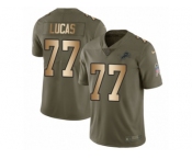 Youth Nike Detroit Lions #77 Cornelius Lucas Limited Olive Gold Salute to Service NFL Jersey