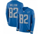 Youth Nike Detroit Lions #82 Luke Willson Limited Blue Therma Long Sleeve NFL Jersey