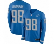 Youth Nike Detroit Lions #98 Damon Harrison Limited Blue Therma Long Sleeve NFL Jersey
