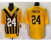 Men's Pittsburgh Steelers #24 Joey Porter Jr. Gold 1933 Throwback Alternate Football Stitched Game Jersey