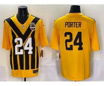 Men's Pittsburgh Steelers #24 Joey Porter Jr. Gold 1933 Throwback Alternate Football Stitched Game Jersey
