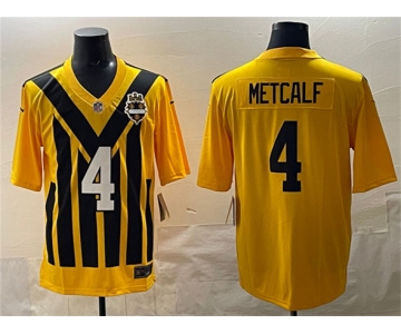 Men's Pittsburgh Steelers #4 DK Metcalf Gold 1933 Throwback Alternate Football Stitched Game Jersey