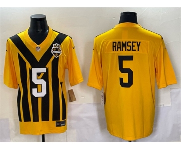 Men's Pittsburgh Steelers #5 Jalen Ramsey Gold 1933 Throwback Alternate Football Stitched Game Jersey