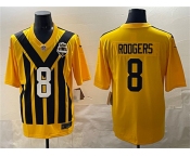 Men's Pittsburgh Steelers #8 Aaron Rodgers Gold 1933 Throwback Alternate Football Stitched Game Jersey