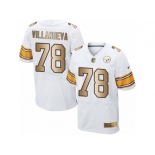 Men Nike Pittsburgh Steelers #78 Alejandro Villanueva Elite White Gold NFL Jersey