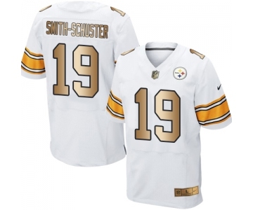 Men's Pittsburgh Steelers #19 JuJu Smith-Schuster Elite White Gold Football Jersey