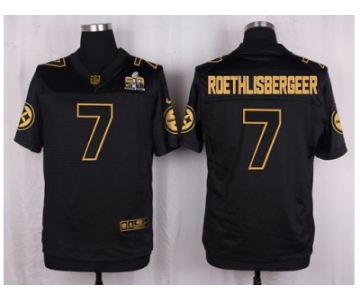 Nike Pittsburgh Steelers #7 Ben Roethlisberger Black Pro Line Gold Collection Jersey[Elite]