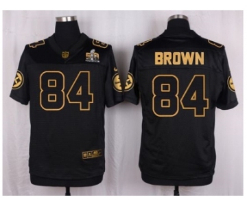 Nike Pittsburgh Steelers #84 Antonio Brown Black Pro Line Gold Collection Jersey[Elite]