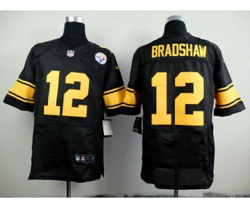 nike nfl jerseys pittsburgh steelers #12 bradshaw black[Elite][number golden]