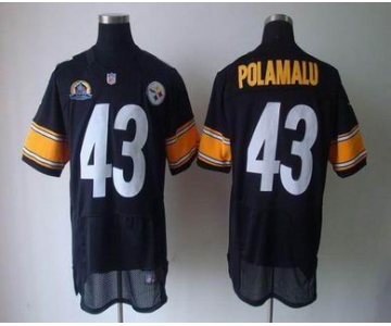 nike nfl jerseys pittsburgh steelers #43 polamalu black[Elite 50th Patch]