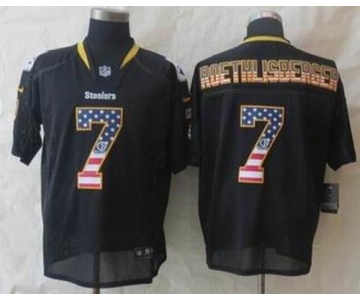 nike nfl jerseys pittsburgh steelers #7 roethlisberger black[Elite USA flag fashion]