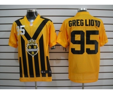 nike nfl jerseys pittsburgh steelers #95 greg lioyd throwback yellow-black 1933