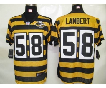 nike pittsburgh steelers #58 lambert throwback yellow black(team 80 anniversary)
