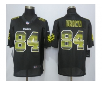 2015 new nike pittsburgh steelers #84 brown black strobe jerseys[limited]