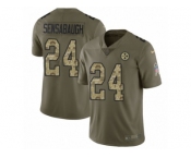 Men Nike Pittsburgh Steelers #24 Coty Sensabaugh Limited Olive Camo 2017 Salute to Service NFL Jersey